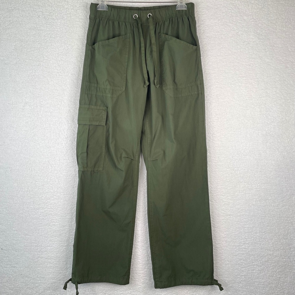 Aerie Womens Olive Green Cotton Cargo Pants Elastic Waist Toggle Hem Small - Picture 2 of 12